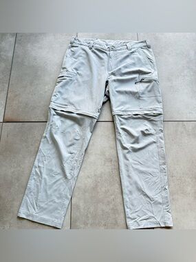 Columbia PFG Convertible Cargo Pants to shorts SZ 40 Gray pockets logo zipper